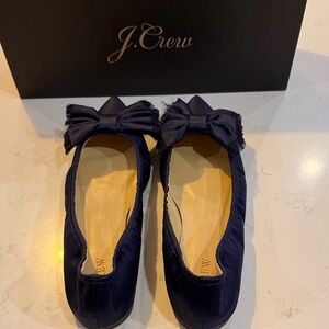 J. Crew Women's Dark Blue Flats with Bow Accent